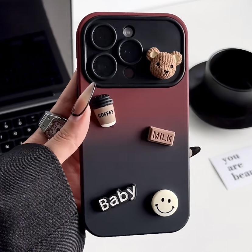 Contrasting Color Three-dimensional Bear Case for iPhone