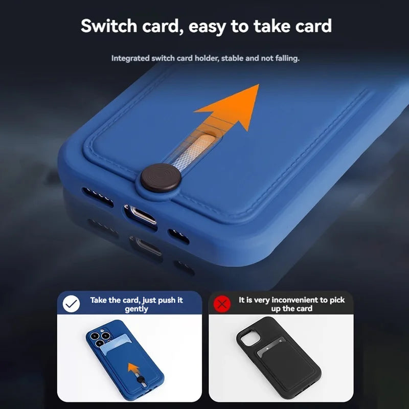 Soft Silicone Card Bag Case For iPhone