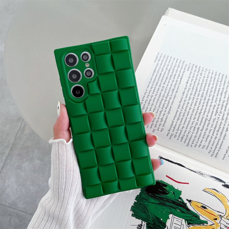 3D Cube Grid Matte Silicone Case For Samsung