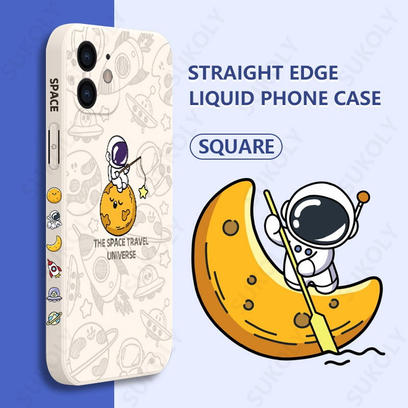Silicone Cute Astronuat Case For iPhone