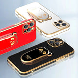 Plating Bear Fold Stand Holder Case For iPhone