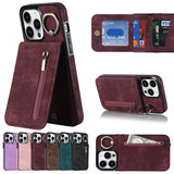 New Ring Buckle Phone Case Zipper Case Retro Leather Case For iPhone Samsung