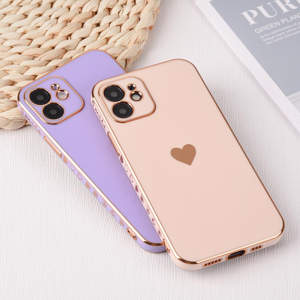 Luxury Plating Love Heart Soft Case For iPhone