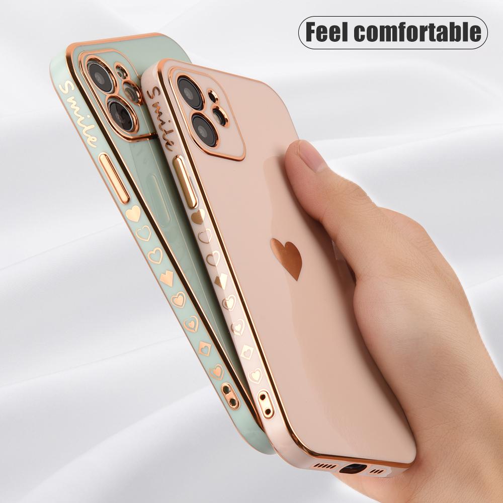 Luxury Plating Love Heart Soft Case For iPhone