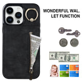 New Ring Buckle Phone Case Zipper Case Retro Leather Case For iPhone Samsung